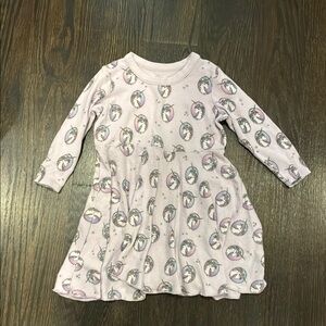 Pink Patterned Long Sleeve Dress